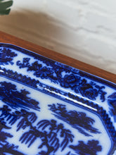 Load image into Gallery viewer, Antique Dark Flow Blue Manilla Staffordshire Platter
