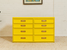 Load image into Gallery viewer, Yellow Eight Drawer Bamboo Dresser
