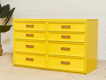 Load image into Gallery viewer, Yellow Eight Drawer Bamboo Dresser
