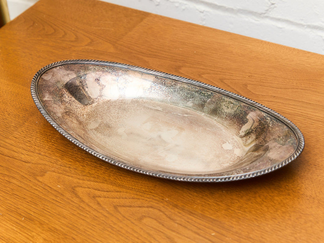 Silver Plated Oval Small Braided Edge Tray