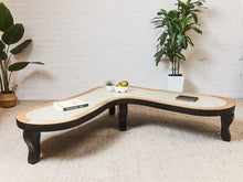 Load image into Gallery viewer, Organic Modern Sculptural Coffee Table Curved Wood Mother of Pearl Design
