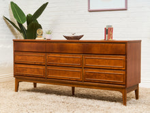 Load image into Gallery viewer, Walnut Mid Century 9 Drawer Dresser
