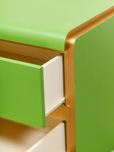Load image into Gallery viewer, Low Profile 1970’s Kelly Green and Brass Nightstands
