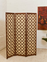 Load image into Gallery viewer, Wood Patterned Three Panel Screen Divider
