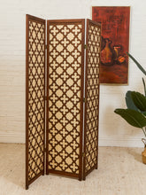 Load image into Gallery viewer, Wood Patterned Three Panel Screen Divider
