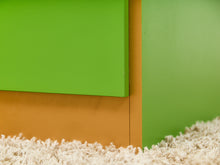 Load image into Gallery viewer, Low Profile 1970’s Kelly Green and Brass Nightstands
