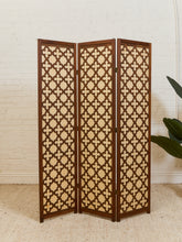 Load image into Gallery viewer, Wood Patterned Three Panel Screen Divider
