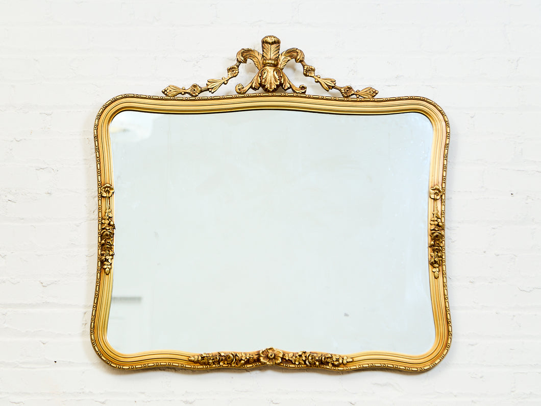 Ribbon Crested Gilt Mirror