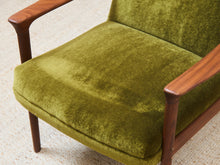 Load image into Gallery viewer, Solid Teak Westnofa Norway Olive Green Mohair Lounge Chair
