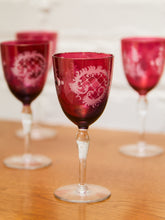 Load image into Gallery viewer, Ruby Red Bohemian Wine Glass Set of 7
