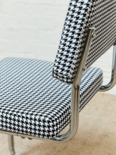 Load image into Gallery viewer, Houndstooth Black and White Chrome Chair
