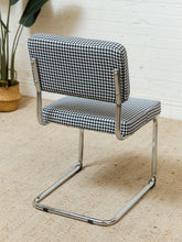 Load image into Gallery viewer, Houndstooth Black and White Chrome Chair
