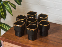 Load image into Gallery viewer, Signed Vintage 1950’s Cocktail Ceramic Cups with Gold Flake Rim
