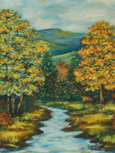 Load image into Gallery viewer, Vintage Stream Landscape Oil Painting Signed by E. Chamlee 1975

