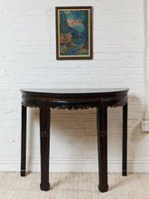 Load image into Gallery viewer, Antique Chinese Black Lacquer Demi-Lune Console Table
