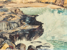 Load image into Gallery viewer, Crashing Waves on Rock Cliff Oil Painting by Joanne Moberg
