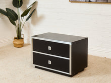 Load image into Gallery viewer, Black and Chrome 1970's 2 Drawer Nightstand
