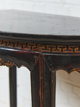 Load image into Gallery viewer, Antique Chinese Black Lacquer Demi-Lune Console Table

