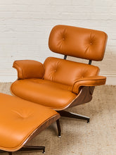 Load image into Gallery viewer, Burnt Orange Leather Iconic Chair and Ottoman

