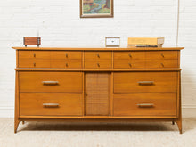 Load image into Gallery viewer, Kent Coffey Style Long Dresser with Rattan Front
