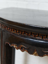 Load image into Gallery viewer, Antique Chinese Black Lacquer Demi-Lune Console Table
