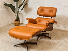 Load image into Gallery viewer, Burnt Orange Leather Iconic Chair and Ottoman
