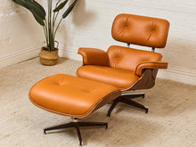 Load image into Gallery viewer, Burnt Orange Leather Iconic Chair and Ottoman
