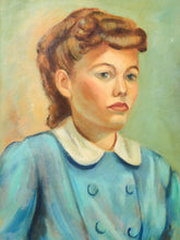 Load image into Gallery viewer, Portrait of a woman in Blue mid Century
