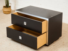 Load image into Gallery viewer, Black and Chrome 1970's 2 Drawer Nightstand
