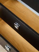 Load image into Gallery viewer, Black and Chrome 1970's 2 Drawer Nightstand
