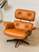 Load image into Gallery viewer, Burnt Orange Leather Iconic Chair and Ottoman
