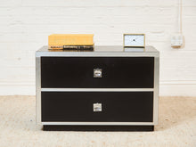 Load image into Gallery viewer, Black and Chrome 1970's 2 Drawer Nightstand
