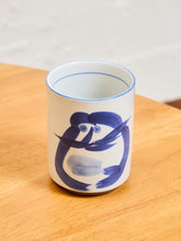 Load image into Gallery viewer, Hand Painted T.T Face Ink Drawing Japanese Yunomi Tea Cup Handleless Mug
