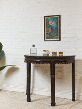 Load image into Gallery viewer, Antique Chinese Black Lacquer Demi-Lune Console Table
