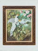 Load image into Gallery viewer, Vintage Tropical Bird Wall Art White Cockatoos Signed 1977
