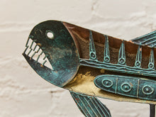 Load image into Gallery viewer, Brutalist Patinated Metal Fish Wall Sculpture 1970s Statement Piece
