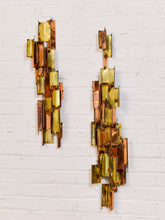 Load image into Gallery viewer, Brutalist Brass 1970s Wall Sculptures
