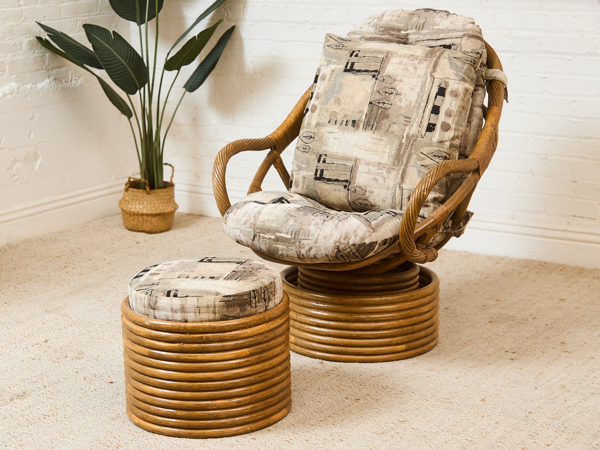 Bamboo Vintage Chair and Ottoman – Sunbeam Vintage