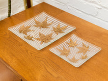 Load image into Gallery viewer, Large Vintage Fred Press Gold Leaf Glass Plate Dish
