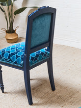 Load image into Gallery viewer, French Imperial Chair with Teal Dining Chairs
