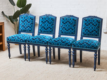 Load image into Gallery viewer, French Imperial Chair with Teal Dining Chairs
