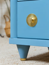 Load image into Gallery viewer, French blue 1950’s Highboy Dresser
