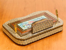 Load image into Gallery viewer, Vintage 1950s Persian Khatam Hand Painted Pen and Letter Desk Set
