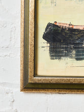 Load image into Gallery viewer, Mid-century Expressionist Oil Painting Boats on the Dock
