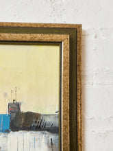 Load image into Gallery viewer, Mid-century Expressionist Oil Painting Boats on the Dock
