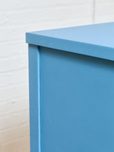 Load image into Gallery viewer, French blue 1950’s Highboy Dresser
