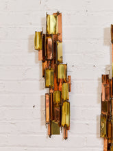 Load image into Gallery viewer, Brutalist Brass 1970s Wall Sculptures
