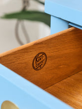 Load image into Gallery viewer, French blue 1950’s Highboy Dresser
