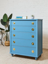 Load image into Gallery viewer, French blue 1950’s Highboy Dresser
