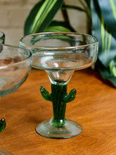 Load image into Gallery viewer, Set of 3 Handblown Cactus Margarita Glasses
